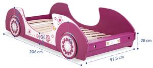 Casaria Dětská postel auto růžová 200 x 90 cm 991048