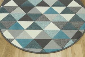 Kulatý koberec LUNA 503430/95832 trojúhelníky modrý Rozměr: průměr 60 cm