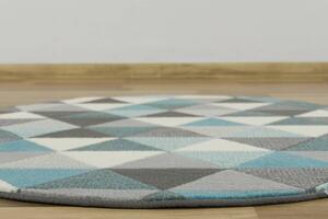 Kulatý koberec LUNA 503430/95832 trojúhelníky modrý Rozměr: průměr 70 cm