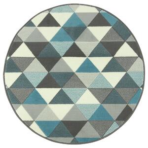 Kulatý koberec LUNA 503430/95832 trojúhelníky modrý Rozměr: průměr 60 cm