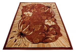 Makro Abra Kusový koberec ATLAS 4491A Květy hnědý Rozměr: 140x200 cm