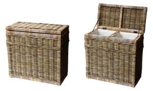 Hitra Ratanový koš na prádlo Laundry grey 2 přihrádky 68x34x66 cm