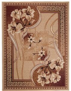 Makro Abra Kusový koberec ATLAS F743A Květy tmavě béžový Rozměr: 120x170 cm