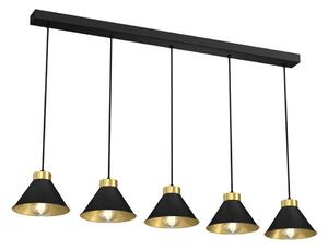 Lustr na lanku DEMET 5xE27/60W/230V černá/zlatá