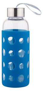 Altom Skleněná láhev na vodu v silikonovém obalu 425 ml, námořnická modrá