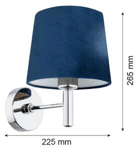 Argon 3908 - Nástěnná lampa BOLZANO 1xE27/15W/230V modrá/lesklý chrom