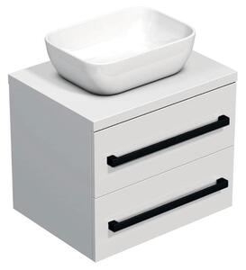 Koupelnová skříňka s černou úchytkou a krycí deskou SAT Cube Way 60x47,5x46 cm bílá lesk CUBE46C1603BI45
