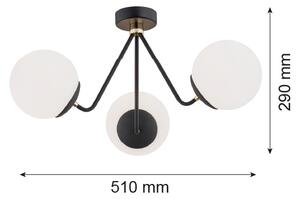 Argon 1478 - Přisazený lustr TOMAR 3xE27/15W/230V černá