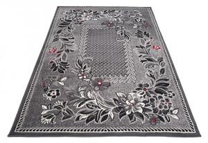 Makro Abra Kusový koberec CHEAP 7192B Květy tmavě šedý Rozměr: 200x300 cm