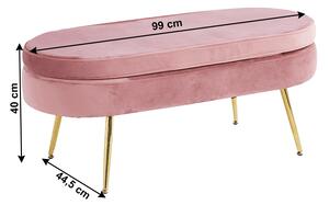 Luxusní taburet, růžová Velvet látka / chrom zlatý, Art-deco, NOBLIN TABURET TYP 2