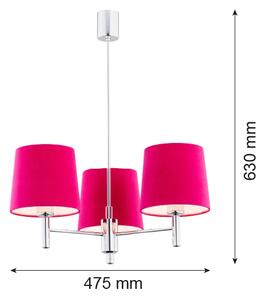 Argon 1382 - Lustr na tyči BOLZANO 3xE27/15W/230V růžová/lesklý chrom