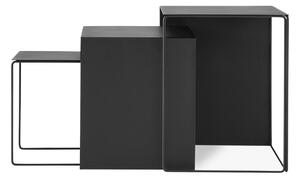 Kovový odkládací stolek Cluster Black – set 3 ks