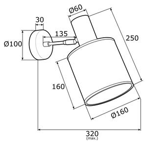 Argon 4279 - Nástěnné bodové svítidlo HERMAN 1xE27/15W/230V mosaz/černá