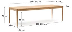Rozkládací jídelní stůl nelon 160 (240) x 90 cm přírodní