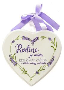 Srdce dřevo bílé "Rodina je..." - 17 x 16 cm