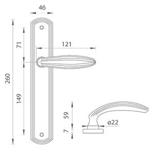 Dveřní kování MP TI - SOFIA - 1911 (OC - ​​Chrom lesklý), klika-klika, Otvor pro obyčejný klíč BB, MP OC (chrom lesklý), 72 mm