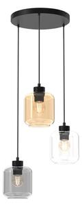 Lustr na lanku SOMBRA 3xE27/60W/230V šedá/béžová/čirá