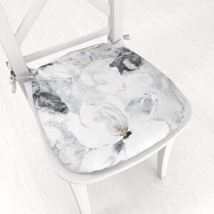 Biante Sametový oblý podsedák Tamara TMR-006 Designové květiny na šedém - 39x37x3 cm