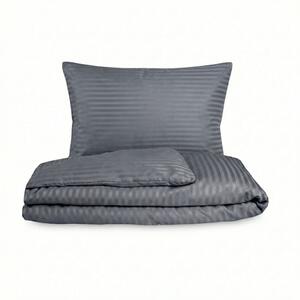 Kvalitex Ložní saténové povlečení s proužkem TMAVĚ ŠEDÉ 1x 240/200, 2x 70/90cm