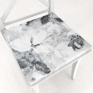 Biante Sametový čtvercový podsedák Tamara TMR-006 Designové květiny na šedém - 38x38x3 cm