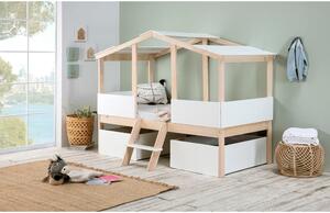 Bílá/v přírodní barvě domečková vyvýšená dětská postel 90x190 cm Parma – Marckeric