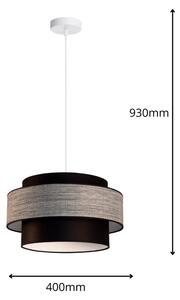 Lustr na lanku GRACE 1xE27/60W/230V pr. 40 cm černá/šedá