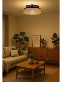 Stropní svítidlo BOHO 1xE27/60W/230V pr. 40 cm černá/ratan