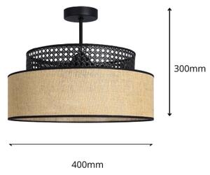 Přisazený lustr BOHO 1xE27/60W/230V pr. 40 cm černá/ratan