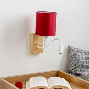 Brilagi-LED Nástěnná lampa NUBILA WOOD 1xE27/25W/230V+LED/3W dub/pompej. červená