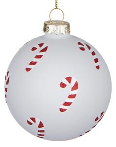 HANG ON Skleněná ozdoba Candy Cane 8 cm - bílá