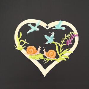 AMADEA Dřevěná ozdoba barevná srdce šneci, 6 cm, český výrobek