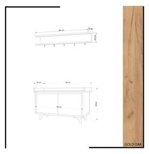 Nástěnný věšák ARASSO 18,8x80 cm + botník 60x90 bílá/hnědá