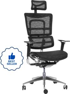 MERCURY Ergonomická kancelářská židle ORION JNS-801, černá sítovina W-51 (vzorovaná), leštěný kříž