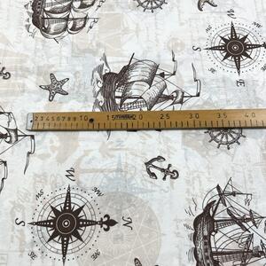 Ervi bavlna š.240 cm - Mořská dobrodružství hnědé - 22605, metraž