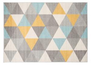 Makro Abra Kusový koberec LAZUR C940M trojúhelníky šedý žlutý modrý Rozměr: 140x190 cm