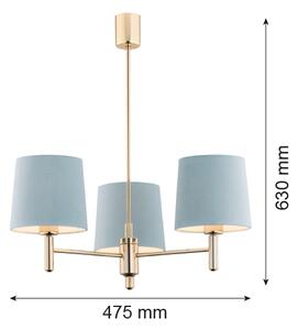 Argon 1484 - Lustr na tyči PONTE 3xE27/15W/230V modrá/mosaz