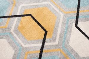 Makro Abra Kusový koberec LAZUR C569B šedý modrý žlutý Rozměr: 200x290 cm