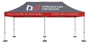 TENTino SET - Nůžkový párty stan 4x8 m s jednostranným potiskem Typ konstrukce: STEEL HEXAGON, Rozsah potisku: pouze střecha, Plachtovina - gramáž: polyester 230 g/m2