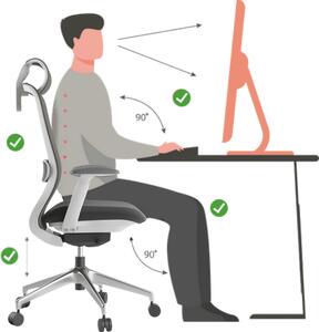 Ergonomická kancelářská židle MERCURY BESSEL ŠEDÝ PLAST, TMAVĚ ŠEDÁ – pohodlné sezení