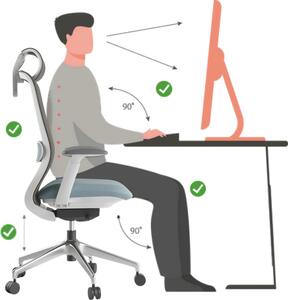 Ergonomická kancelářská židle MERCURY BESSEL ŠEDÝ PLAST, MODRÁ – pohodlné sezení