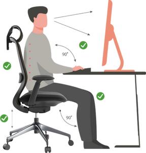 Ergonomická kancelářská židle MERCURY BESSEL ČERNÝ PLAST, ČERNÁ – pohodlné sezení