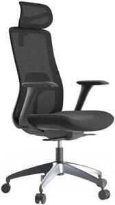Ergonomická kancelářská židle MERCURY WISDOM TMAVĚ ŠEDÁ – síťovaná