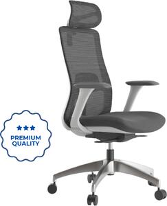 Ergonomická kancelářská židle MERCURY WISDOM SVĚTLE ŠEDÁ – síťovaná