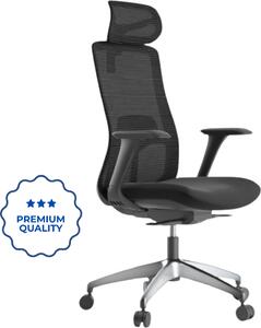Ergonomická kancelářská židle MERCURY WISDOM TMAVĚ ŠEDÁ – síťovaná