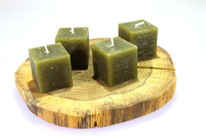 BDK-GLASS 1ks Svíčka kostka 4cm - khaki