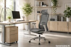 Ergonomická kancelářská židle MERCURY WISDOM SVĚTLE ŠEDÁ – síťovaná