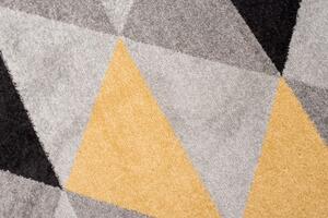 Makro Abra Kusový koberec LAZUR C945C Geometrický šedý žlutý Rozměr: 80x150 cm