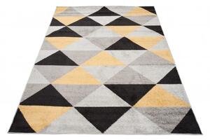 Makro Abra Kusový koberec LAZUR C945C Geometrický šedý žlutý Rozměr: 140x190 cm