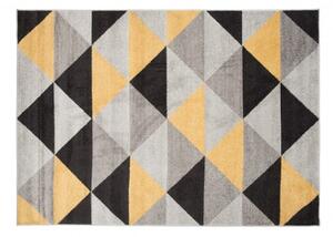 Makro Abra Kusový koberec LAZUR C945C Geometrický šedý žlutý Rozměr: 200x290 cm
