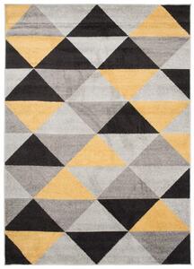 Makro Abra Kusový koberec LAZUR C945C Geometrický šedý žlutý Rozměr: 80x150 cm